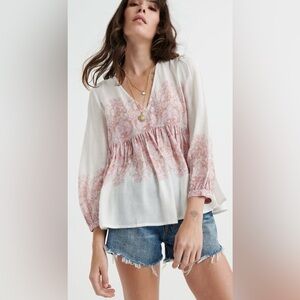 LUCKY BRAND Mixed Paisley Print Top Peasant Blouse NWT Small SOLD OUT